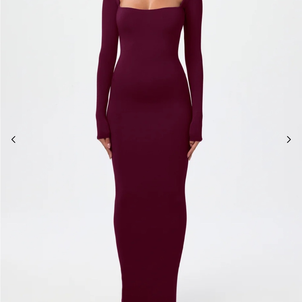 Naked Wardrobe Deep Burgundy Long Sleeve Dress